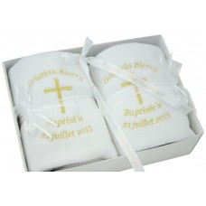 Personalised Embroidered Twins Christening Blanket Gift Set